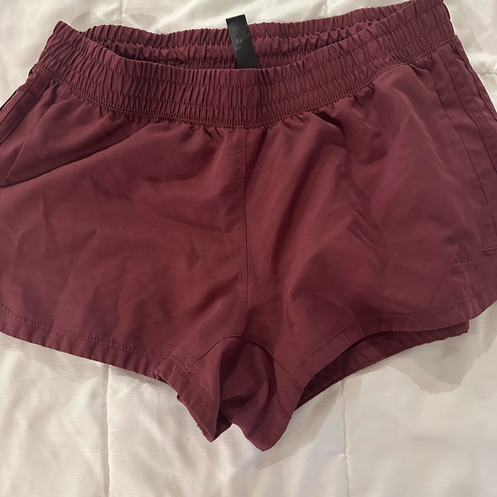 Adidas Red Athletic Shorts Lightweight Elastic Waist